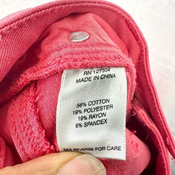 John Mark Straight Leg Ankle Jeans Size 8 Stretch Raw Hem Coral Salmon - Picture 7 of 7